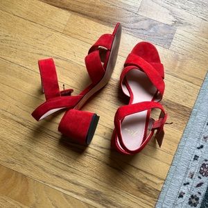 Red chunky j crew heels!